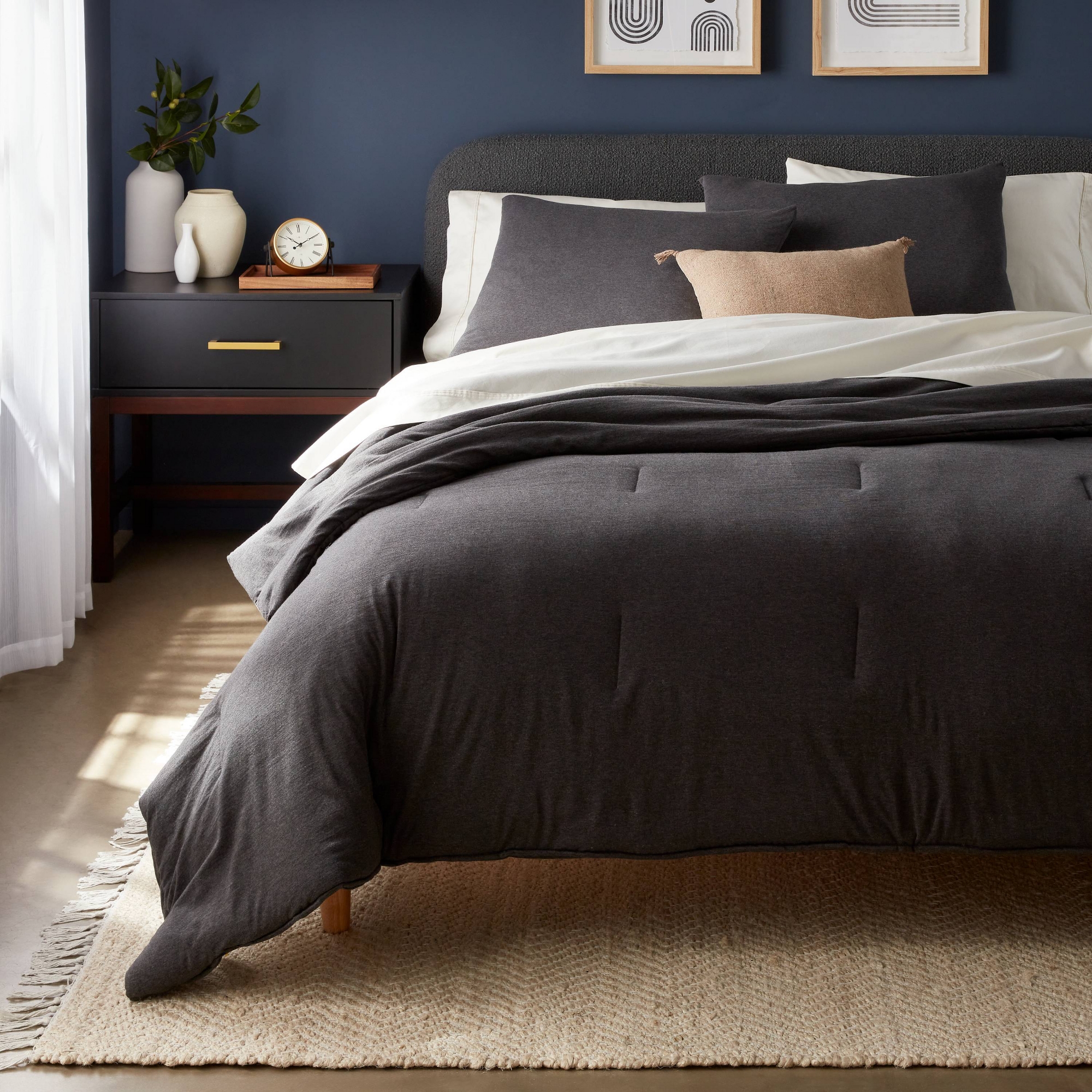 3pc Full/Queen Jersey Comforter and Sham Set Dark Gray Heather - Threshold™