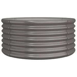 vidaXL Garden Planter – Robust Powder-Coated Steel Construction – Gray Round Planter for Outdoor Gardens, Patios, and Balconies– Rust - 1 of 4