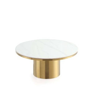 Manhattan Comfort Glenn Sintered Stone Top Coffee Table Gold - 1 of 4