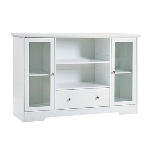 KWPZQEB Farmhouse Coffee Bar Cabinet, Buffet Cabinet w/ 2 Glass Doors & Drawer, Rustic Sideboard Buffet w/h Adjustable Shelves for Kitchen,Dining Room - 1 of 4