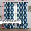 HLC.ME Liam Ogee Ikatt Damask Patterned Window Grommet Curtains Bedroom - Light Reducing Window Panels, Set of 2 - 4 of 4