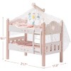 ROBOTIME Doll Furniture Doll Bunk Bed Baby Doll Beds Wooden Doll Cribs Cradle for 18 Inch Doll, Dollhouse Furniture, Pink, 11.9"*21.7"*18.1" - 3 of 4
