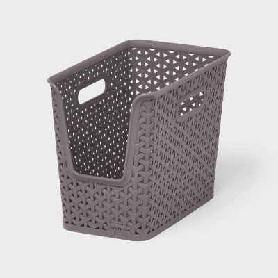 Y-Weave Narrow Easy Access Decorative Storage Basket Gray - Brightroom™