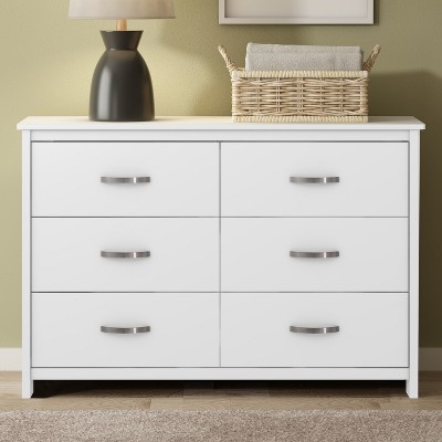 Image of Galano Layton White 6 Drawer 47.2 in. Wide Dresser (Sturdy, Effortless Assembly with Interlocking Drawers)