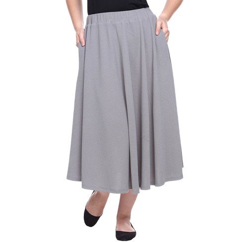 Women's Plus Size Tasmin Flare Midi Skirts Gray 3x - White Mark : Target