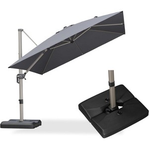PURPLE LEAF Deluxe Aluminum Outdoor Patio Umbrella Square Cantilever Umbrellas - 1 of 4