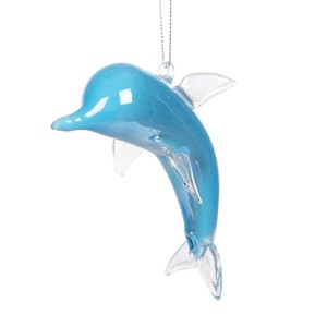 Gallerie II Blown Glass Blue Dolphin Ornament - 1 of 3