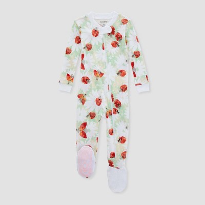 Burt's Bees Baby® Baby Girls' Miss Lady Bug Organic Cotton Footed Pajama - White 3-6M