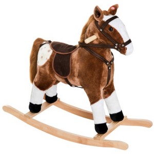 INFURNIC Baby Walkers Rocking Horse with Sound Ride on Horse with Saddle Toddler Rocker Gift for 3-8 Year Old, Brown, 30.75"*11"*26.75" - 1 of 4