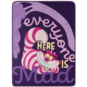 Disney Alice in Wonderland Cheshire Cat Blanket Plush Fleece Throw 46" x 60" Multicolored - 1 of 4