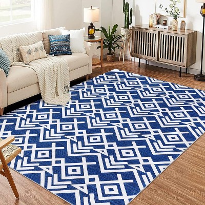 Geometric Area Rugs,Modern Washable Rugs for Living Room,Ultra-Thin Low Pile Large Carpet for Bedroom,Stain Resistant Non Slip