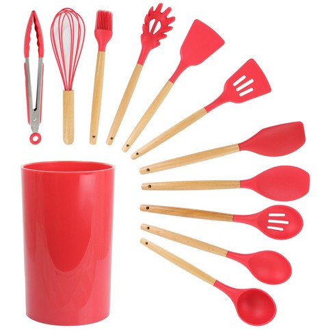 MegaChef Mint Green Silicone and Wood Cooking Utensils Set of 12