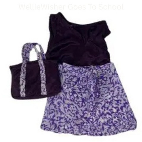 Doll Clothes Superstore Purple Bathing Suit, Cover-Up & Beach Bag Set for 15 Inch Baby Dolls