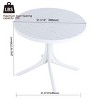 36'' White Round Outdoor Plastic Dining Table with All-Weather PP Top,Lightweight Patio Table for Garden or Kitchen-The Pop Home - 4 of 4