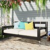 VisioGear Patio Twin Size Daybed Swing, Garden Swing Bench Chair with 4 Hanging Ropes for Backyard, Outdoor, Black, 81.9"*40.6"*27.6" - 4 of 4