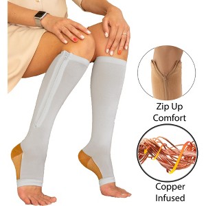 5 Star Super Deals Copper Energy Infused Zipper Compression Socks - Zip Up Circulation Pressure Stockings - 1 of 4