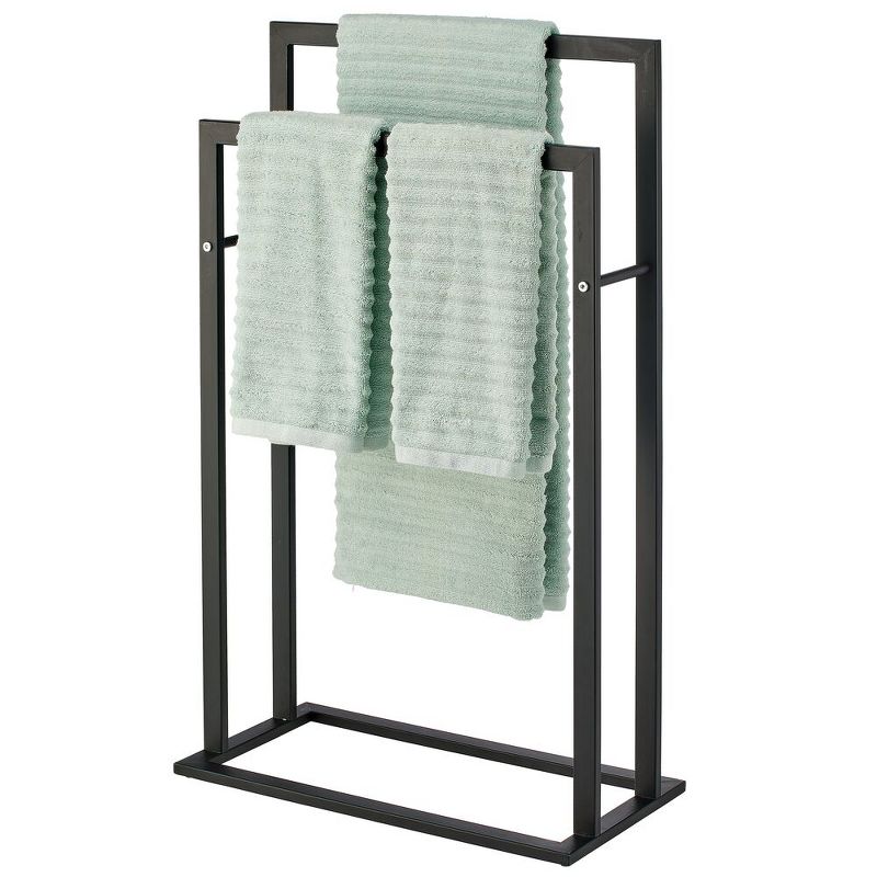mDesign Metal Tall 2-Tier Free-standing Bathroom Towel Rack, 5 of 8