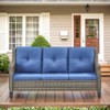 POCASSY Outdoor Wicker Sofa, Outdoor Furniture Patio Couch with All Weather Rattan and Olefin Cushion Cover for Porch, Deck, Gray Wicker Blue Cushion - 2 of 4