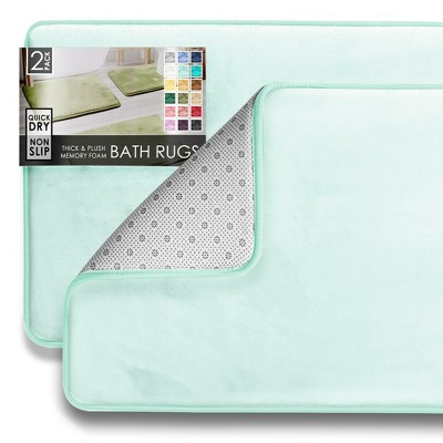 Hearth & Harbor Bathroom Rugs, Ultra Soft Velvet Memory Foam Bath Mats with PVC Backing
