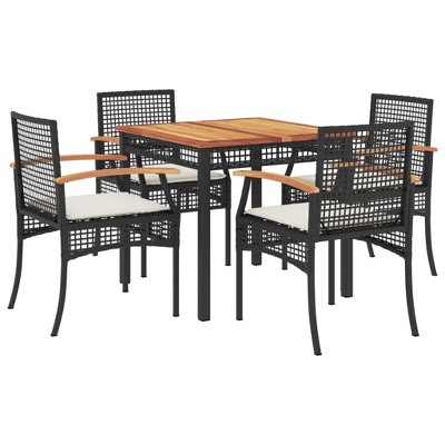 vidaXL Garden Dining Set Black PE rattan Medium Removable Covers