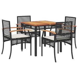 vidaXL Garden Dining Set Black PE rattan Medium Removable Covers - 1 of 1