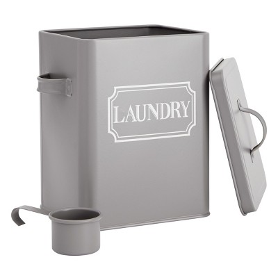 Farmlyn Creek Laundry Detergent Storage Container with Scoop and Lid for Powder, Pods, Gray Farmhouse, 7 x 9.2 x 6.3 In