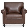 37" PU 1-Seater Sofa with Cushion and Decorative Silver Nails - 3 of 4