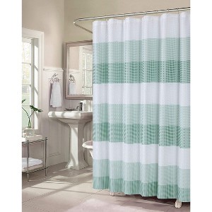 Dainty Home Waffle Weaved Ombre Striped Shower Curtain - 1 of 4