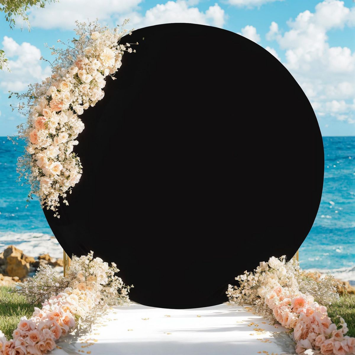 Round Arch Backdrop Cover, 6 ft/6.5 ft/7.2 ft Circle Arch Stand, Smooth Touch, Multipurpose Wedding Arched Background Set for Birthday Party - thumbnail 6