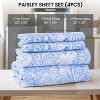 4 Piece Bed Sheets Printed Microfiber Sheet Set Ultra Soft, Easy Care Paisley Printed Sheets - Lux Decor Collection - 2 of 4
