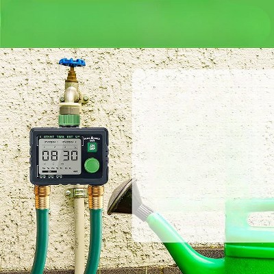 Programmable Black and Green 2-Outlet Hose Timer