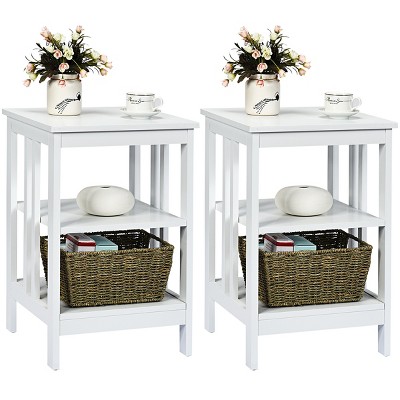 Tangkula 2PCS 3-tier Side Table Nightstand Sofa End Table Storage Display Shelf