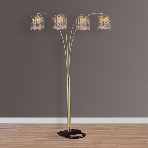 1pc Modern Classic Luxury Sleek Multi-head Floor Arc Lamp Half Moon Radiant Crystal-encrusted Sleek Metallic Stems Living Room Gold Arc Lamp - 1 of 4