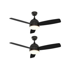 Warmiplanet 48"Ceiling Fans with Lights and Remote Control, Black, Silent Motor, 3-Blades, 2 Pack - 1 of 4