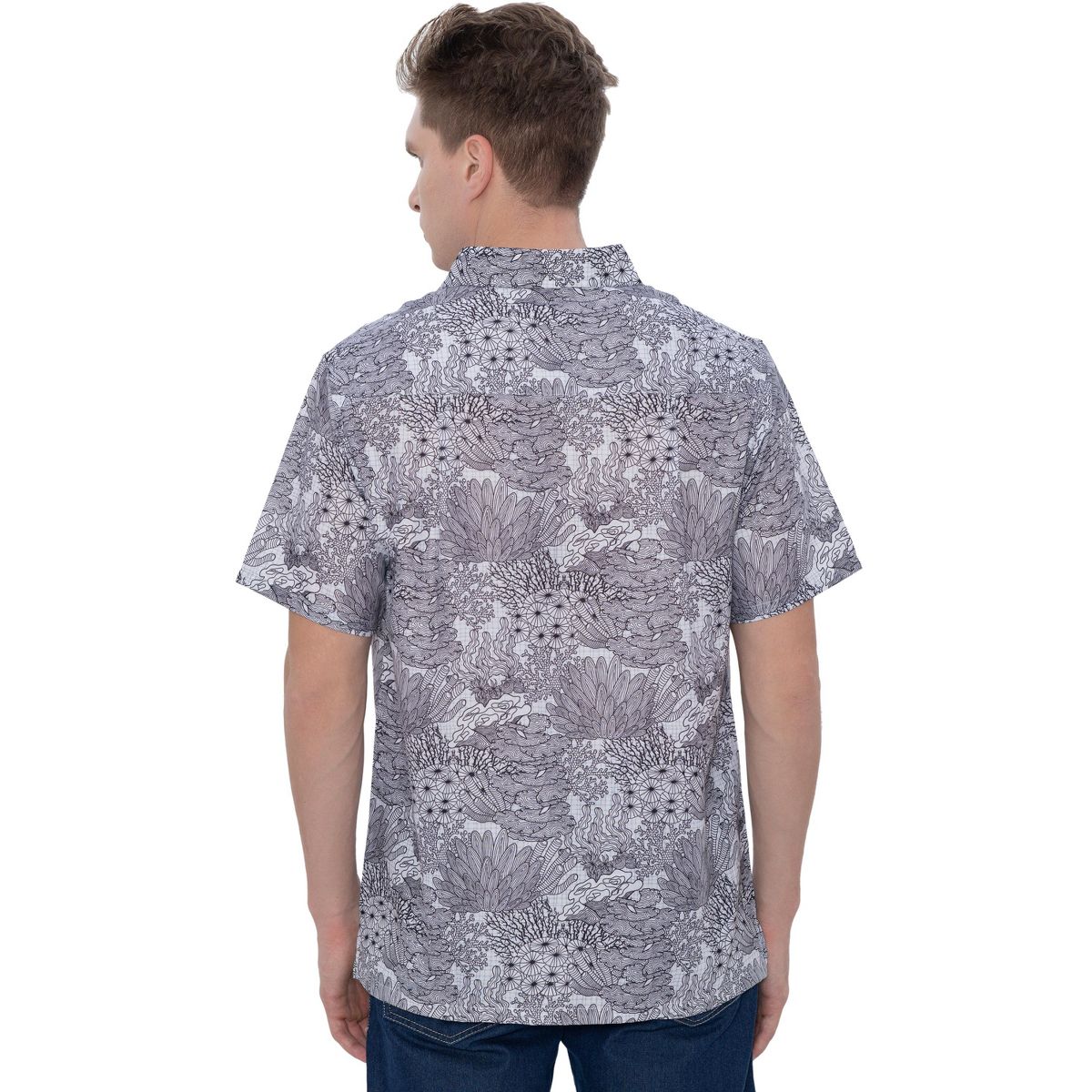 HAPPY BAY Men's Short Sleeve Button Down Shirts for Men XXL Water Plants White - thumbnail 2