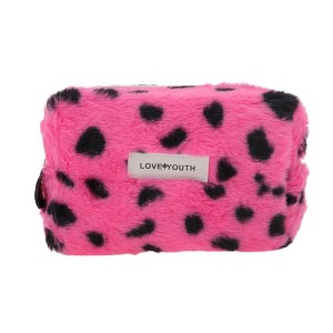 Unique Bargains Leopard Plush Drawstring Makeup Bag 1 Pc - 1 of 4