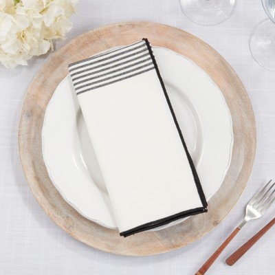 White and Black Striped Cotton Napkin Set of Four