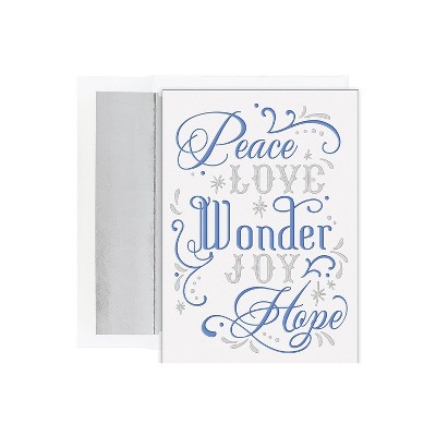 JAM Paper Christmas Cards & Envelopes Set 7 6/7"x5 5/8" Love Wonder Joy 526941900