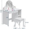Kids Vanity with Mirror & Stool, Kids Makeup, Little Girls Vanity with Storage Drawer & Shelves for Girls 3-9 - 2 of 4
