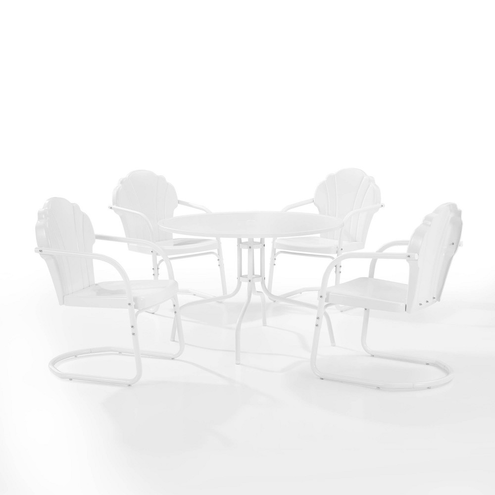 Photos - Dining Table Crosley Tulip 5pc Outdoor Dining Set - White - : Vintage Style, Scalloped Chairs, Metal Table, Patio Set 