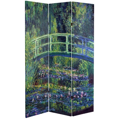 6 ft Tall Double Sided Monet Canvas Room Divider