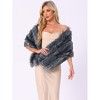 Allegra K Women's Faux Fur Elegant Wedding Cocktail Party Scarf Wrap Cape Shoulder Shawl - 2 of 4