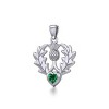Slickblue Women’s Sterling Silver Heart Shaped Thistle Necklace with Emerald Gemstone, Silver, 18" Chain - 3 of 4
