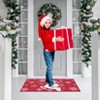 Christmas Doormat, Winter Snowflake & Reindeer Pattern, Indoor Outdoor Welcome Mat, Entryway Porch Home Decor Rug, Red - 4 of 4