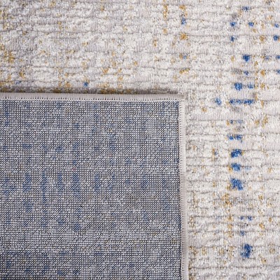 Beige and Blue Abstract Synthetic Area Rug