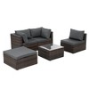 SKRAN Patio Outdoor Conversation PE Rattan Wicker Sofa with Coffee Table and Ottoman,Sectional Couches/ Cushions for Poolside,Backyard,Garden,Grey - 4 of 4
