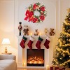 24" Christmas Wreath, Artificial Christmas Decorations with LED Lights, Indoor/Outdoor Holiday Decorative Wreath for Door, Window, Wall, Red and Gold - 2 of 4