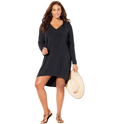 Swimsuits for All Women's Plus Size Abigail Cover Up Tunic - 10/12, Black