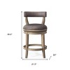 HomeRoots 26" Gray and Cool Gray Faux Leather and Solid Wood Low Back Counter Height Swivel Bar Chair - 3 of 4