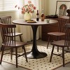 24" Modern Round Dining Table, Black Tulip Kitchen Table with MDF Top and Metal Pedestal Base, Small Coffee Table for Living Room-The Pop Home - 2 of 4